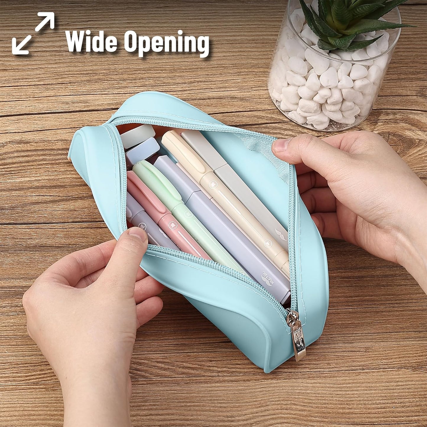 Mr. Pen- Silicone Pencil Case, Aesthetic Pencil Bag for Women, Makeup Pouch, Multifunctional Pouch for Stationery, Cosmetics and Electrical Goods Storage