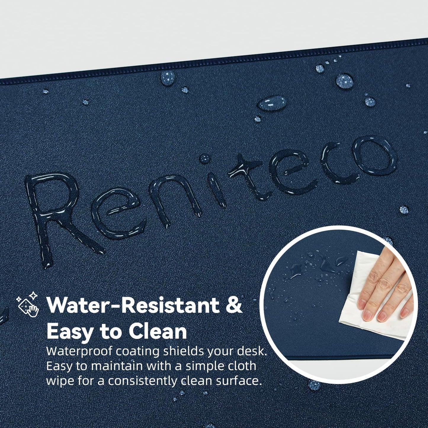 Reniteco Waterproof Large Gaming Mouse Pad with Durable Stitched Edges, Non-Slip Rubber Base, Grainy Jacquard Mouse Mat Desk Pad for Home Office Gaming, 31.5''x11.8''x0.12'', Matte Beige
