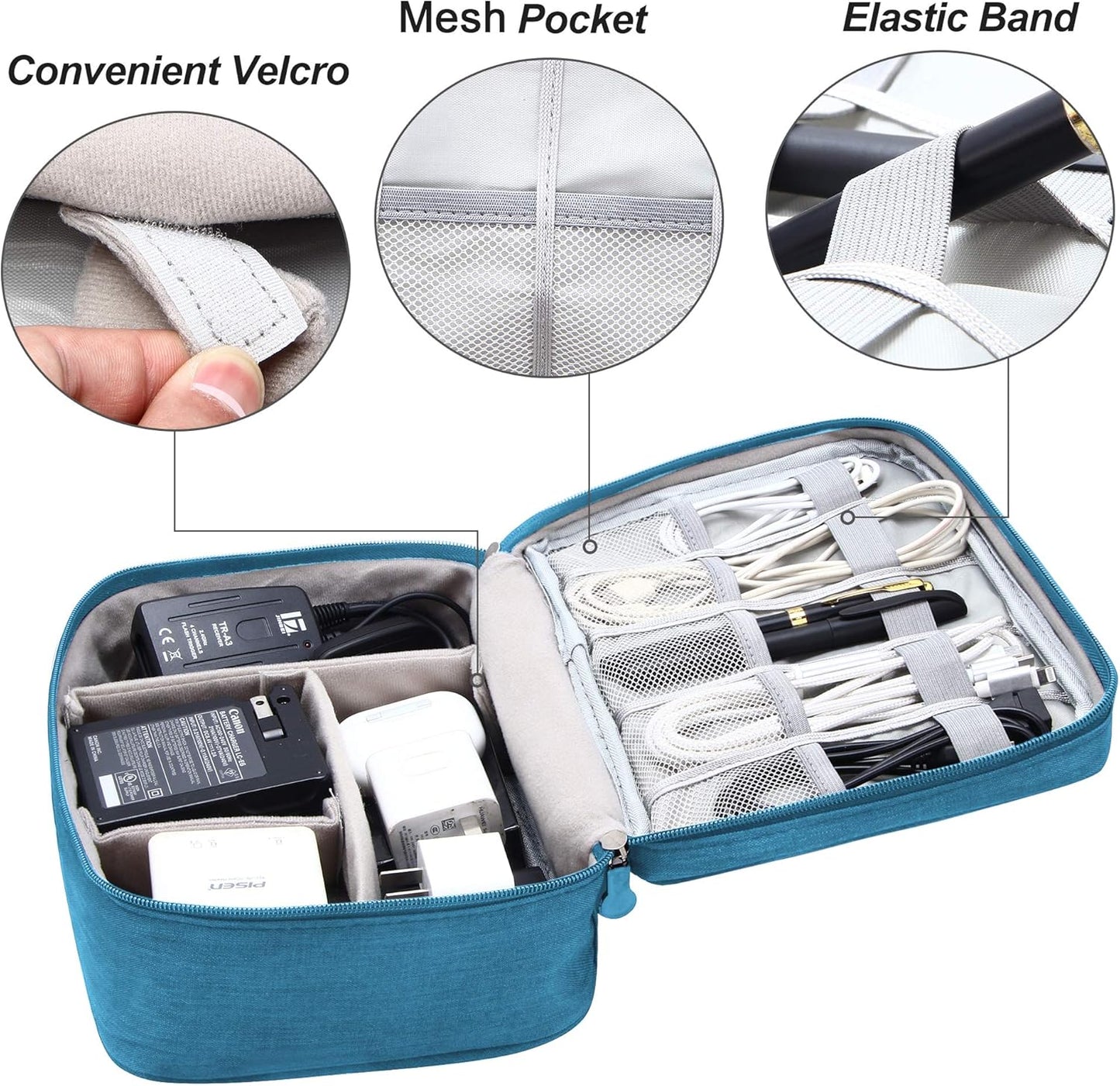 SELLYFELLY Electronic Bag Travel Cable Accessories Bag Waterproof Double Layer Electronics Organizer Portable Storage Case for Cable, Cord, Charger, Phone, Adapter, Power Bank, Kindle, Hard Drives