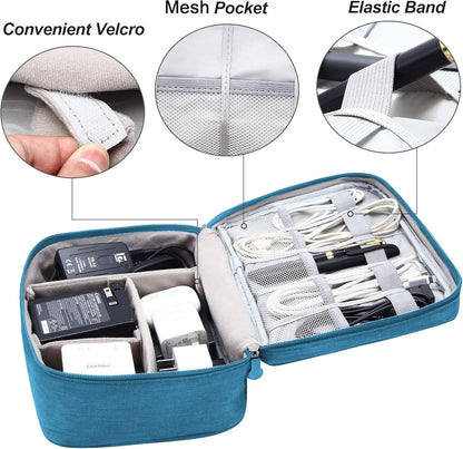 SELLYFELLY Electronic Bag Travel Cable Accessories Bag Waterproof Double Layer Electronics Organizer Portable Storage Case for Cable, Cord, Charger, Phone, Adapter, Power Bank, Kindle, Hard Drives