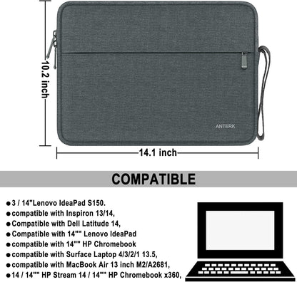 Laptop Sleeve 14 Inch, Water Resistant Traveling Computer Cover with Handle, Shockproof Protective Carrying Laptop Case Compatible for 14 Inch MacBook Air/Pro, HP, Dell, Asus, Lenovo, Black