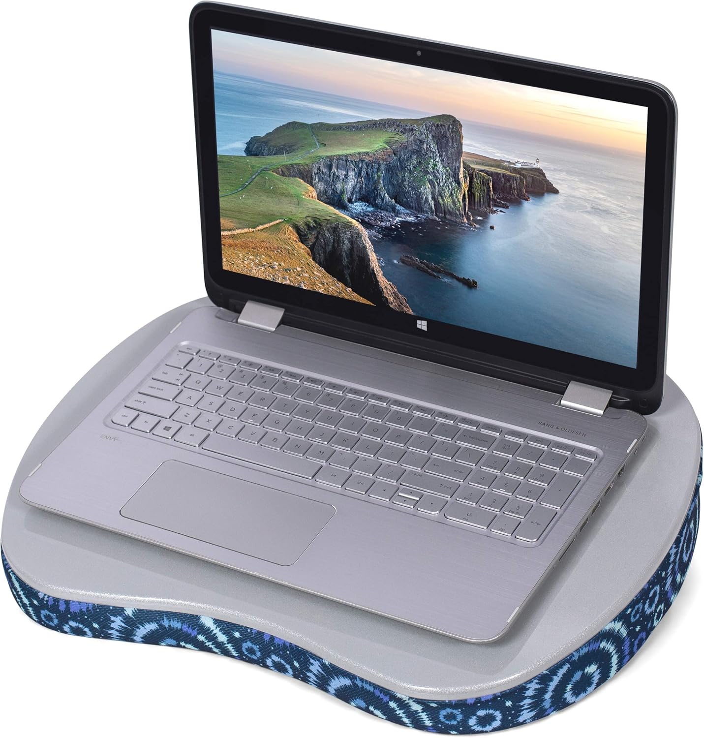 BIRDROCK HOME Deluxe Lap Desk with Pillow Cushion and Wrist Rest - Padded Laptop Desk for Bed, USB Light and Mouse Pad, With Reading Light, Soft Table for Home, Fits Laptops Up to 15" - Teal and Brown
