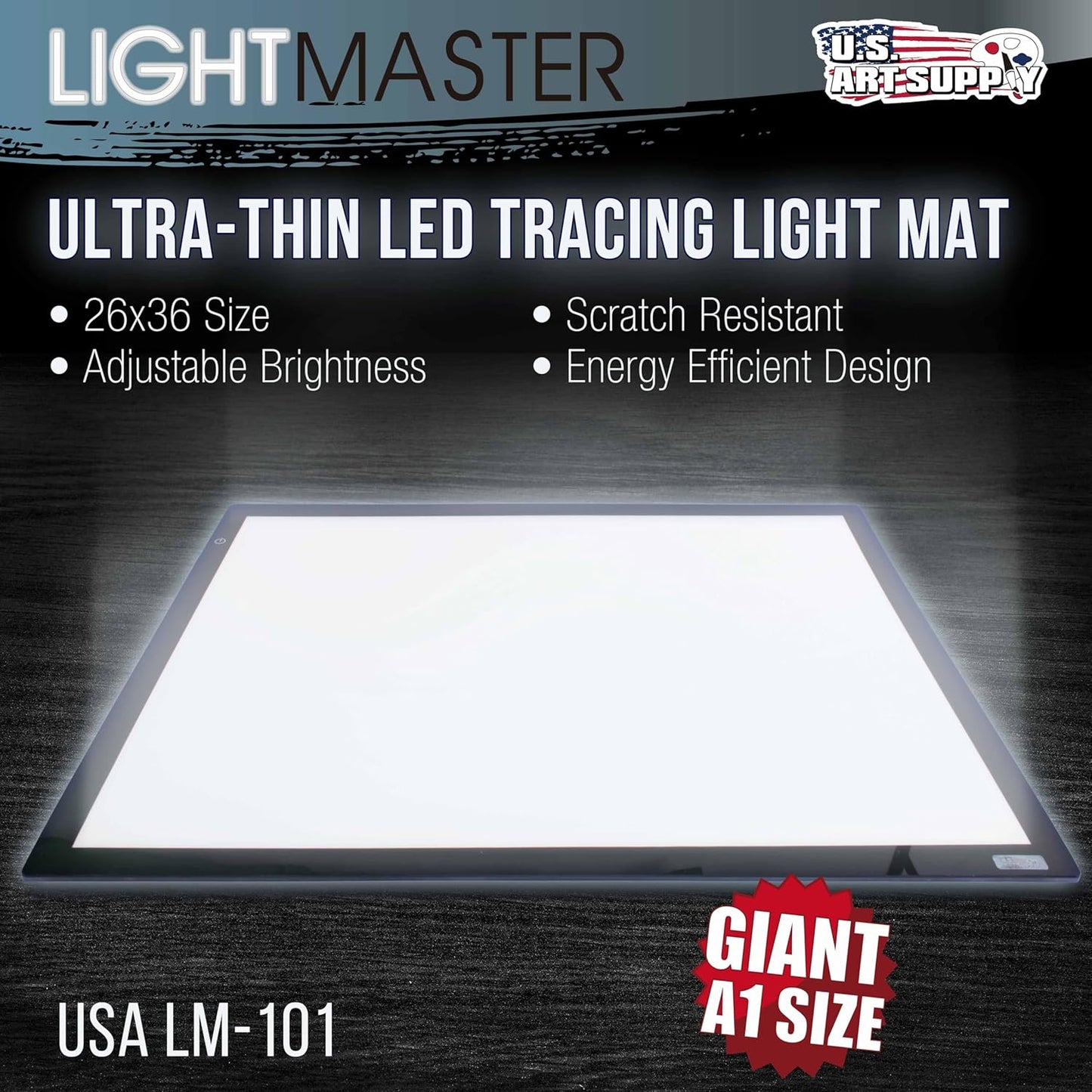 U.S. Art Supply Lightmaster USB Powered 18.75" Diagonal Pro Artist Size (A4) 9"x12" LED Lightbox Board - 5-Volt Light Bright Thin 3/8" Profile LED Light Box Pad with 110V AC Power Adapter, USB Adapter