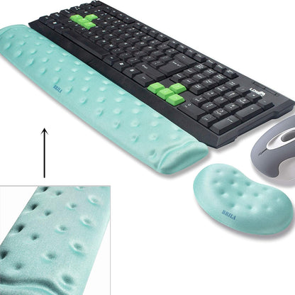 BRILA Memory Foam Mouse & Keyboard Wrist Rest Support Pad Cushion Set for Computer, Laptop, Office Work, PC Gaming - Massage Holes Design - Easy Typing Wrist Pain Relief (Nebula)