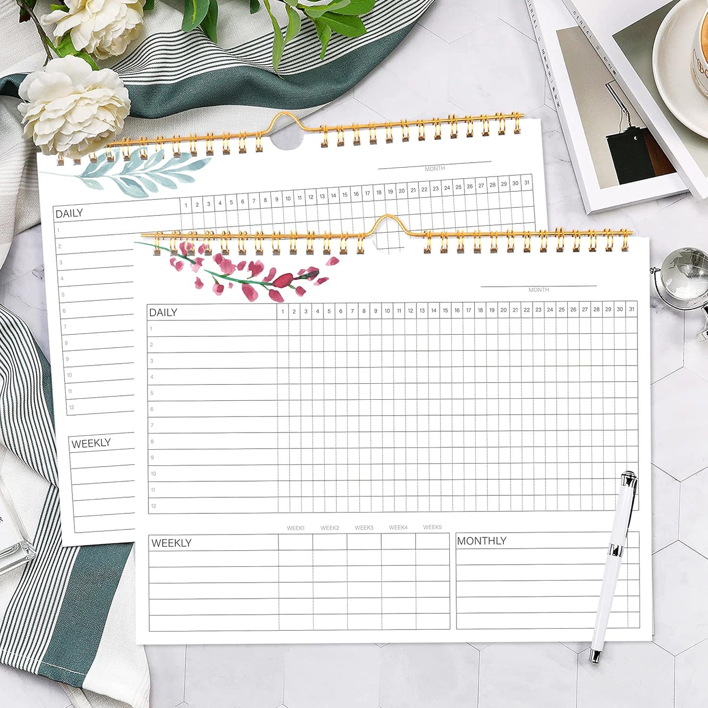 Habit Tracker Calendar- 12 Months Undated Daily, Weekly & Monthly Habit Tracker Journal, Writable Habits Track Calendar for Goal Setting, Boost Productivity, Workout Motivation & Self Care Tool