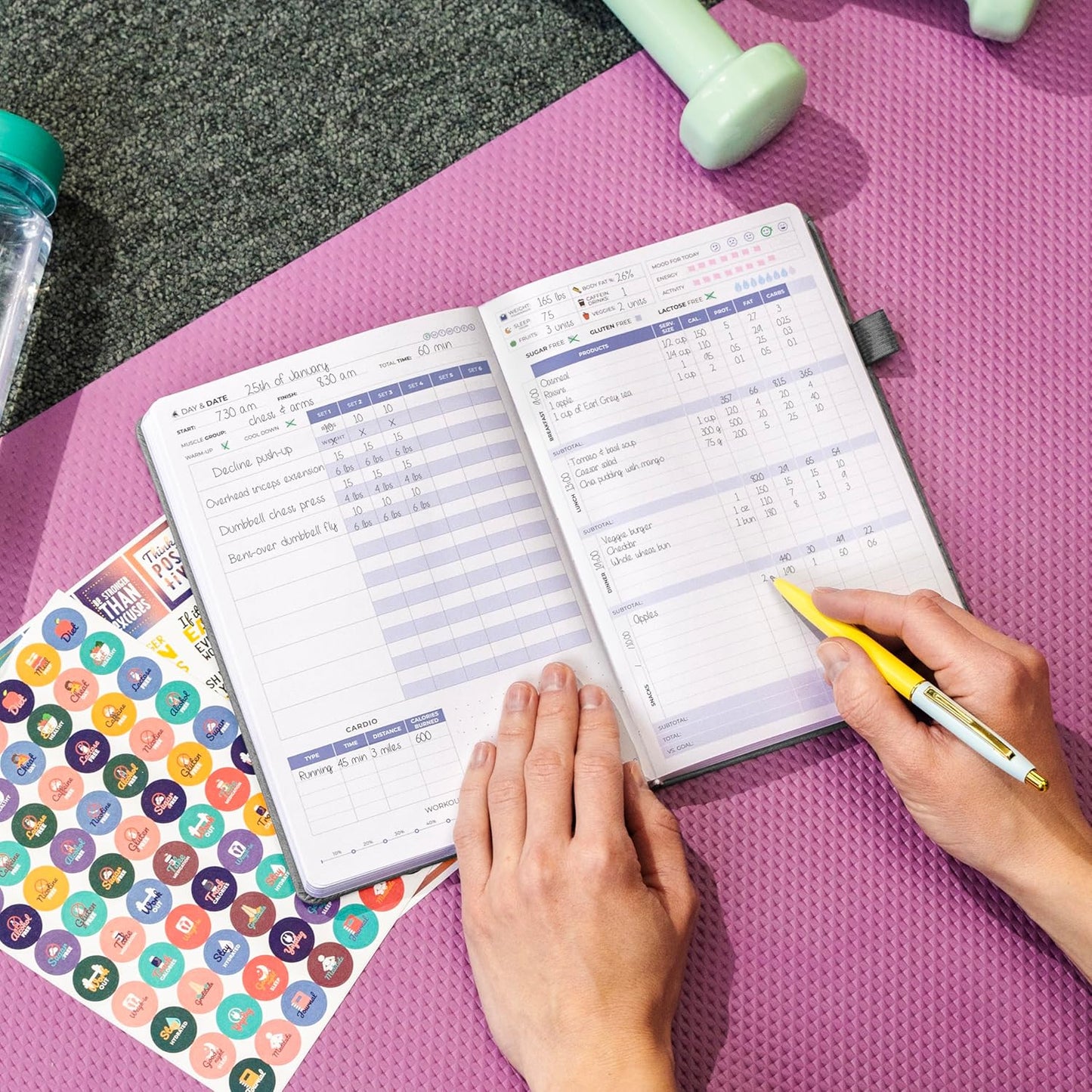 Clever Fox Fitness & Food Journal – Nutrition & Workout Planner for Women & Men – Diet & Gym Exercise Log Book with Calendars, Diet & Training Trackers - Undated, A5 Size, Hardcover (Forest Green)