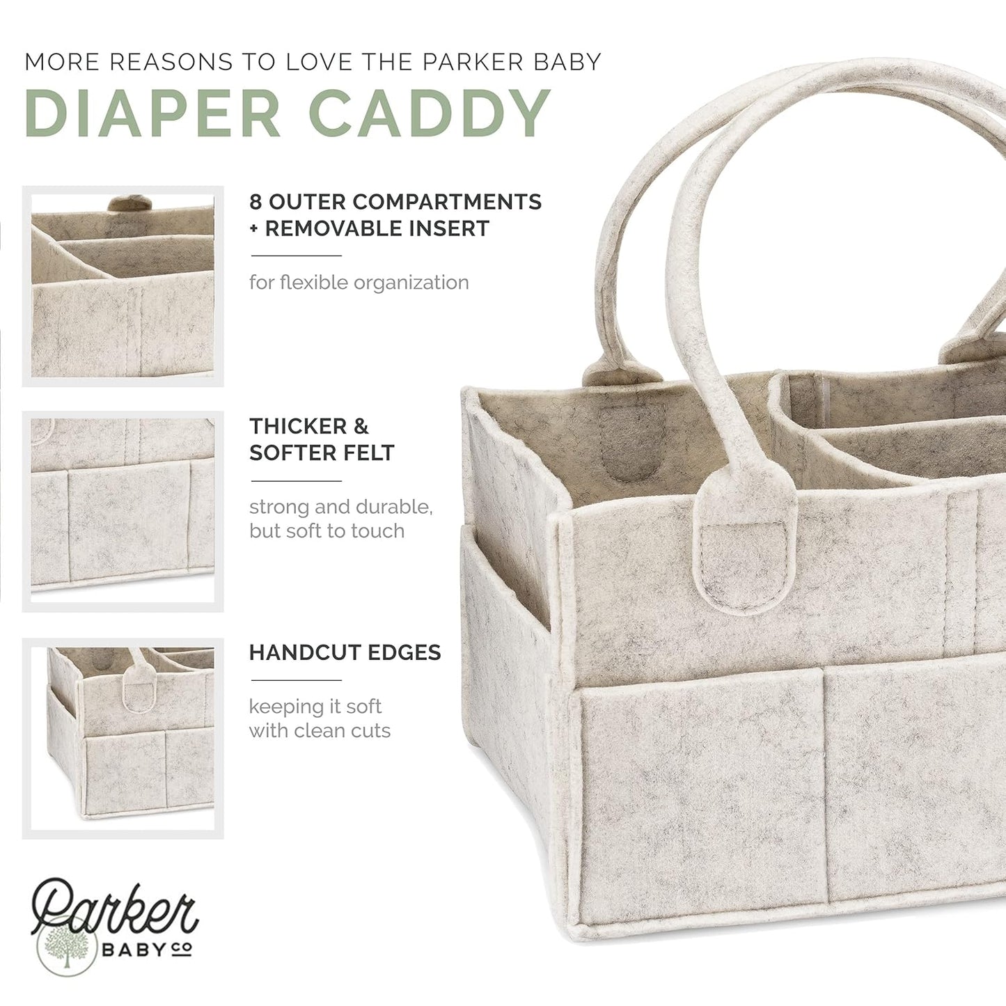 Parker Baby Diaper Caddy - Nursery Storage Bin and Car Organizer for Diapers and Baby Wipes - Oatmeal, Regular