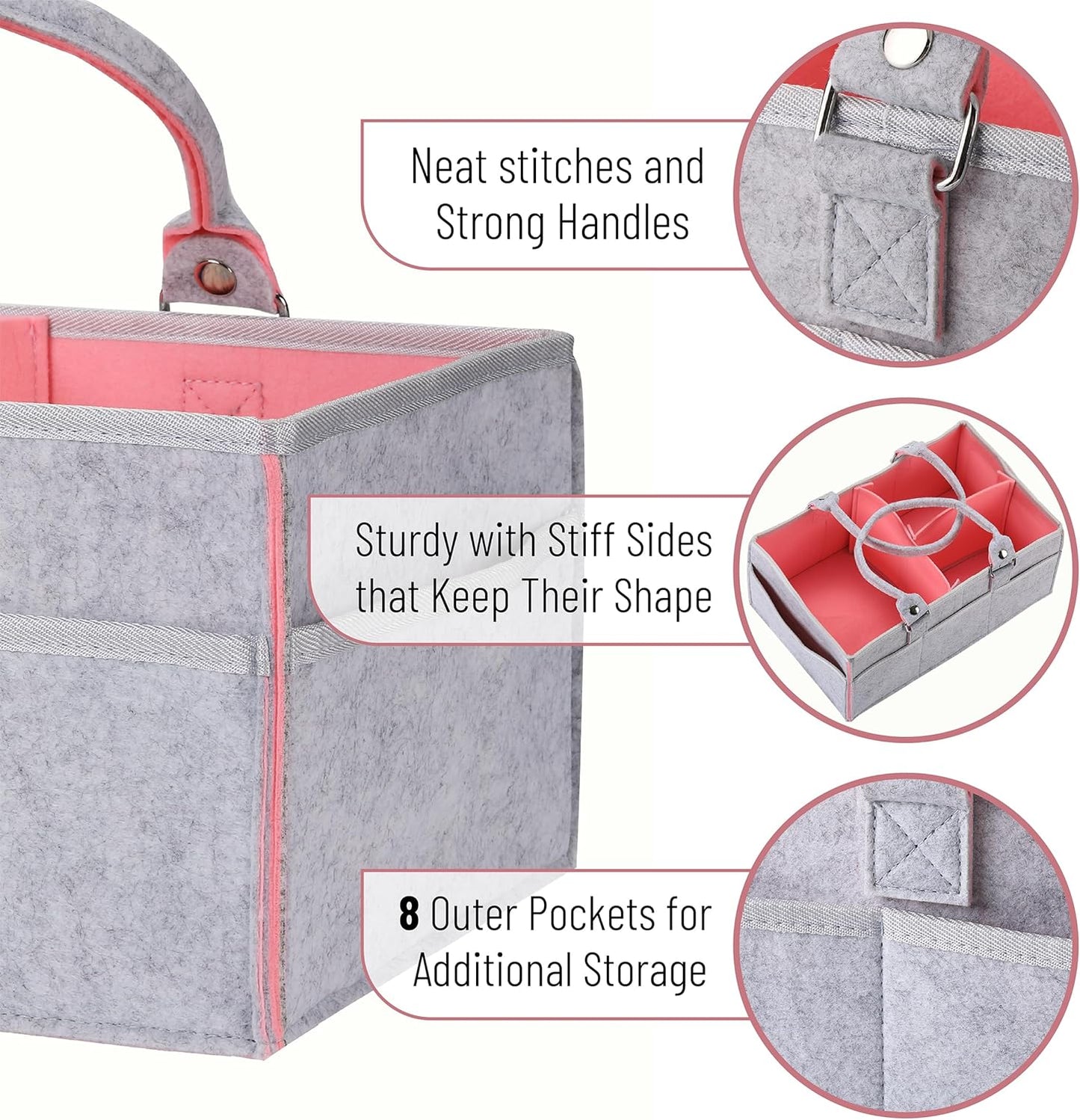 Mr. Pen- Baby Diaper Caddy Organizer, Gray, Medium, Nursery Storage Bin and Car Organizer for Diapers and Baby Wipes