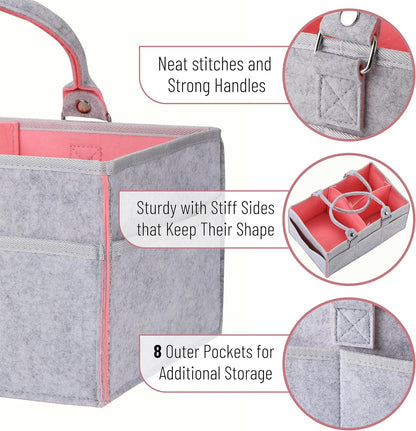 Mr. Pen- Baby Diaper Caddy Organizer, Gray, Medium, Nursery Storage Bin and Car Organizer for Diapers and Baby Wipes