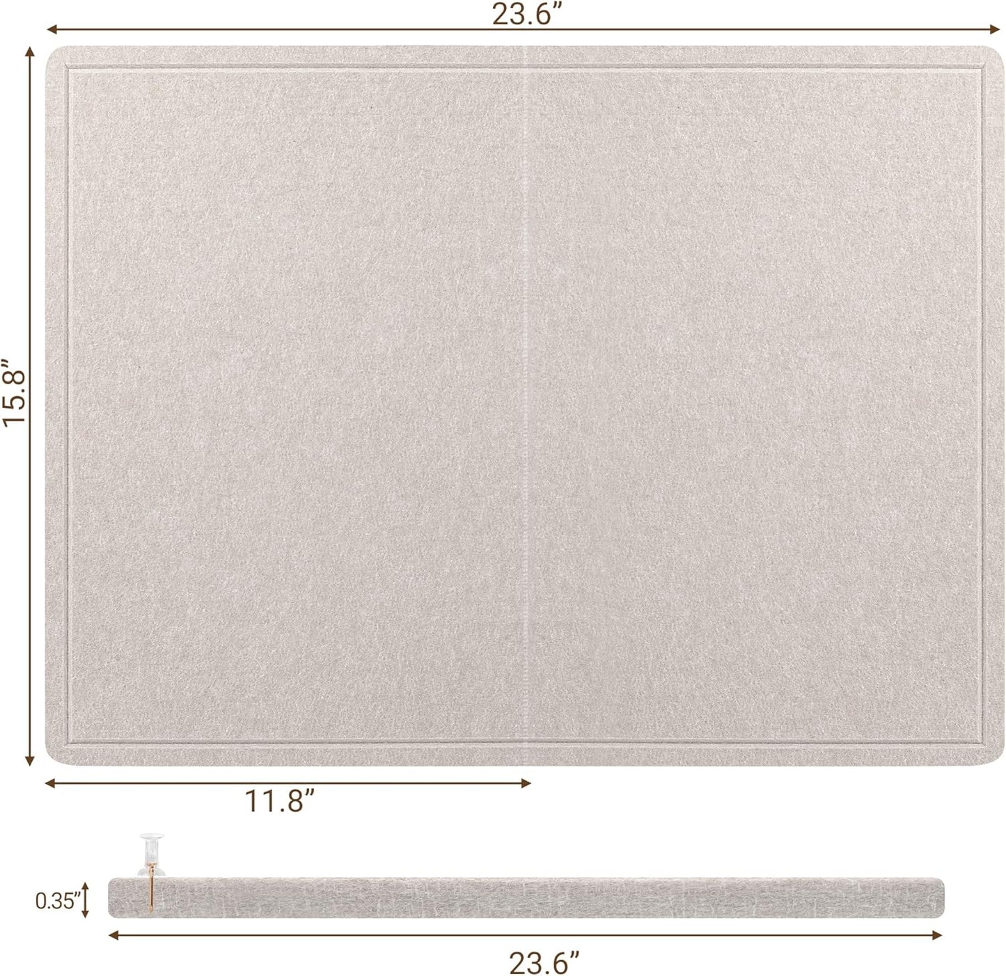 AKTOP Bulletin Board, 24" x 16" Foldable Felt Notice Pin Board for Wall, Decorative CorkBoard Photo Display Board with Self-Adhesive Tape, Vision Board Cork Board Alternative with 25 Pushpins - Latte