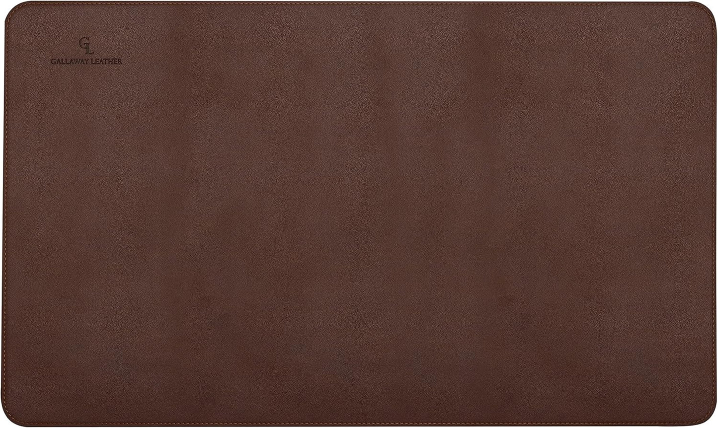 Gallaway Leather Desk Mat, Office Writing Desk Pad, Large 36" x 17" Dark Brown, for Top of Desks, Gift Ready Elegant Computer Desk Cover Protector PU Leather