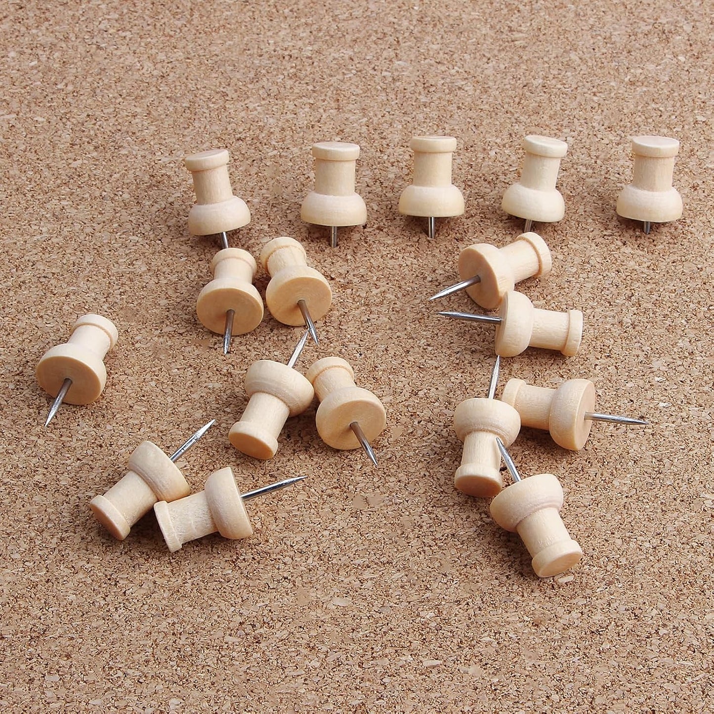 Wood Push Pins 120 Pcs,Decorative Wooden Thumb Tacks for Corkboard and Bulletin Board (120 pcs Map Tacks)