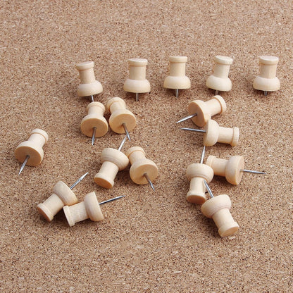 Wood Push Pins 120 Pcs,Decorative Wooden Thumb Tacks for Corkboard and Bulletin Board (120 pcs Map Tacks)