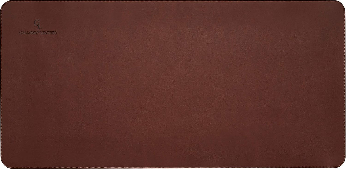 Gallaway Leather Desk Mat, Office Writing Desk Pad, Large 36" x 17" Dark Brown, for Top of Desks, Gift Ready Elegant Computer Desk Cover Protector PU Leather