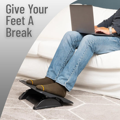 Mind Reader Foot Rest, Under Desk at Work, Ergonomic, Height Adjustable, Office, Plastic, Black