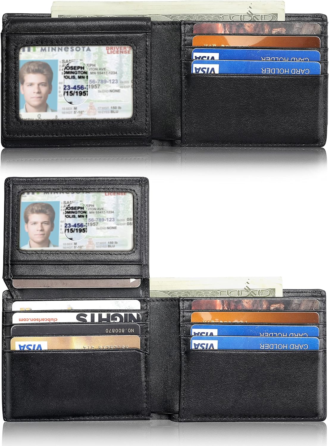 Mens Wallet With AirTag Holder, Bifold Leather RFID Blocking 1-2 ID Windows 12-13 Card Holders, Gift Box and Screen Protector Included, AirTag Not Included
