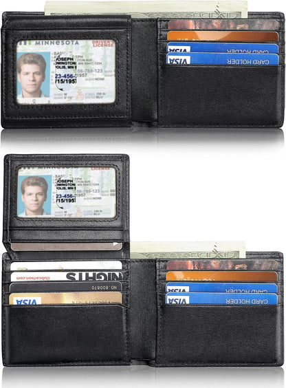 Mens Wallet With AirTag Holder, Bifold Leather RFID Blocking 1-2 ID Windows 12-13 Card Holders, Gift Box and Screen Protector Included, AirTag Not Included