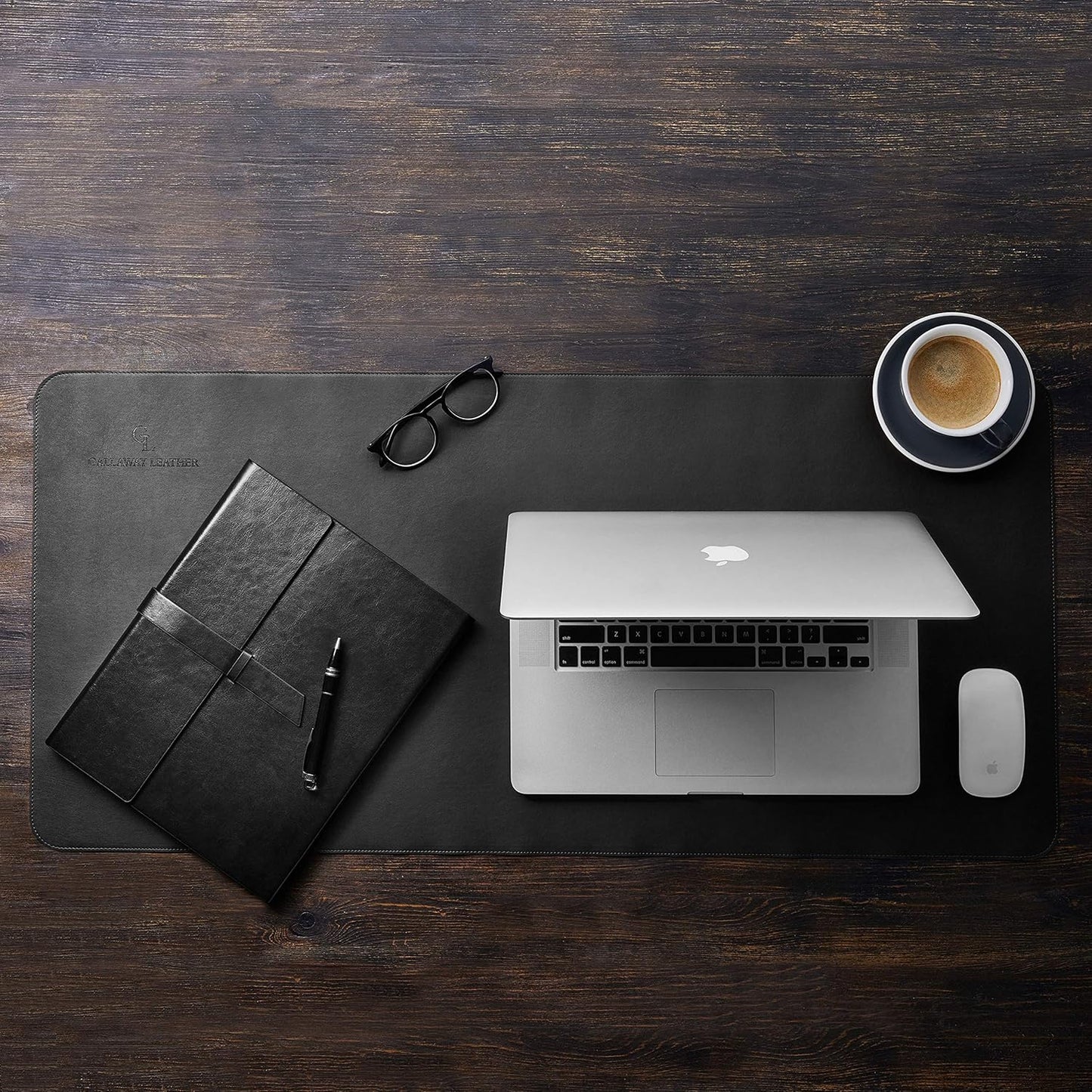 Gallaway Leather Desk Mat, Office Writing Desk Pad, Large 36" x 17" Dark Brown, for Top of Desks, Gift Ready Elegant Computer Desk Cover Protector PU Leather