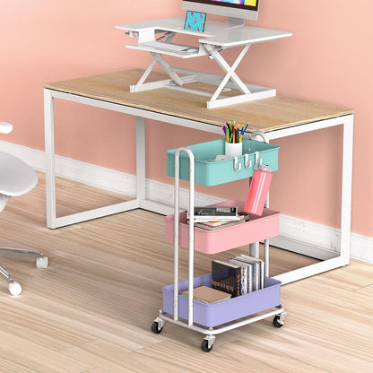 Simple Houseware 3-Tier Heavy Duty Metal Utility Rolling Cart, White