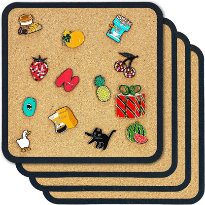 1pcs Rounded Square Pin Display Cork Board - 7.9x7.9 inch Enamel Pin Board for Brooch and Pin Collection Display, Ideal for Home, Office and School Decor