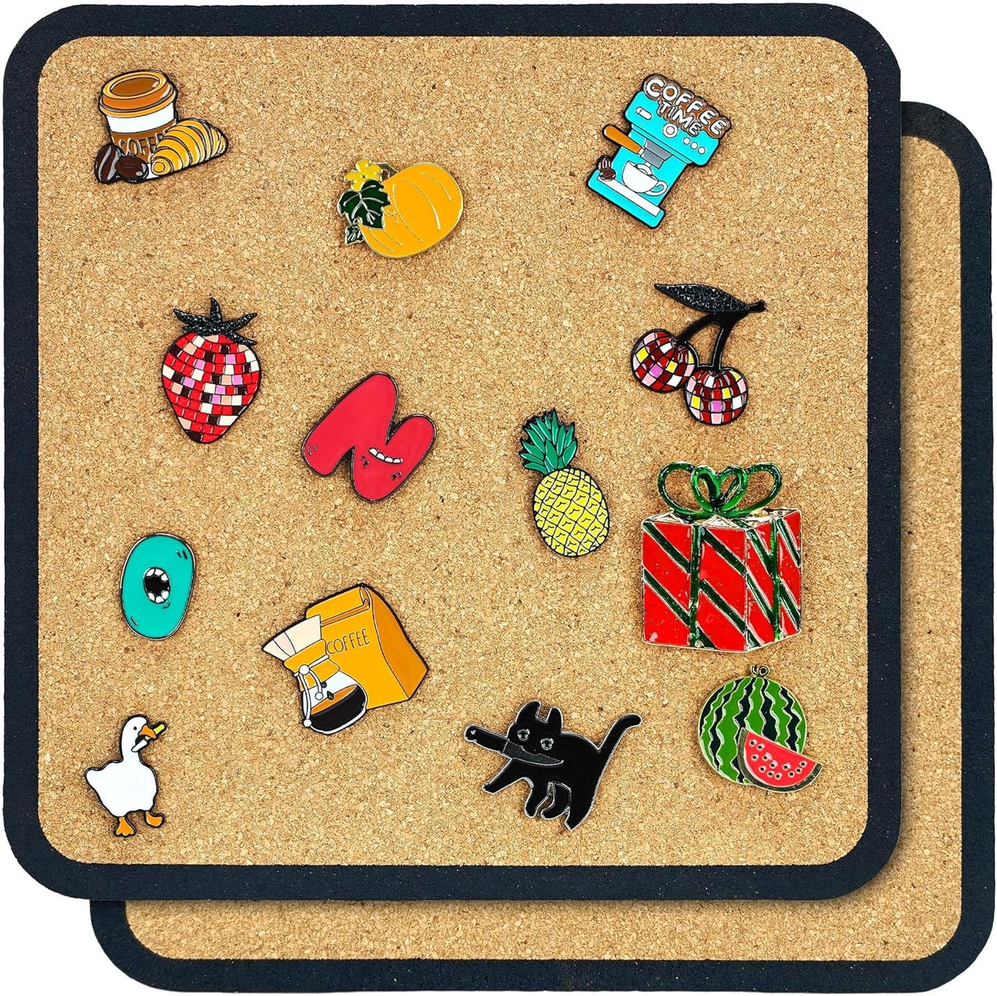 1pcs Rounded Square Pin Display Cork Board - 7.9x7.9 inch Enamel Pin Board for Brooch and Pin Collection Display, Ideal for Home, Office and School Decor