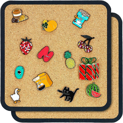 1pcs Rounded Square Pin Display Cork Board - 7.9x7.9 inch Enamel Pin Board for Brooch and Pin Collection Display, Ideal for Home, Office and School Decor