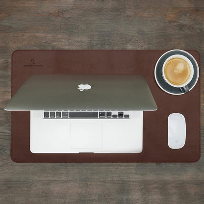 Gallaway Leather Desk Mat, Office Writing Desk Pad, Large 36" x 17" Dark Brown, for Top of Desks, Gift Ready Elegant Computer Desk Cover Protector PU Leather