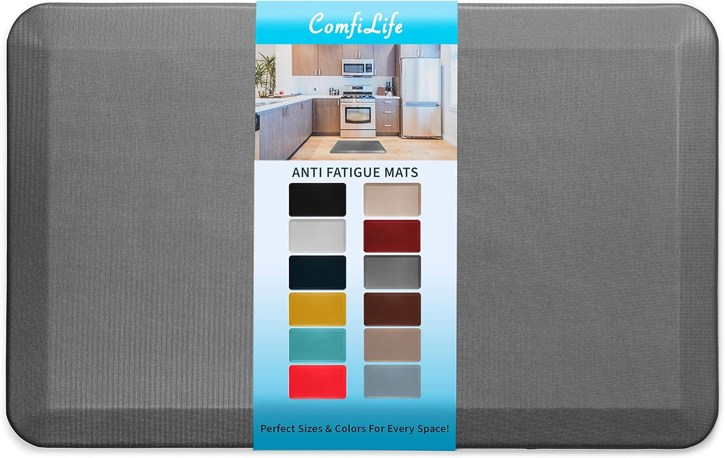ComfiLife Anti Fatigue Floor Mat – 3/4 Inch Thick Kitchen Mats for Floor, Standing Desk Mat, Kitchen Rug – Comfort at Home, Office – Durable – Stain Resistant – Non-Slip Bottom (20" x 32", Black)