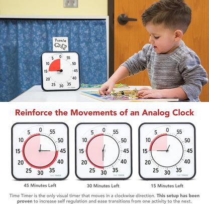TIME TIMER 12 inch Visual Timer 60 Minute Kids Desk Countdown Clock with Dry Erase Activity Card, Also Magnetic for Classroom, Homeschooling Study Tool, Task Reminder, Home and Kitchen Timer