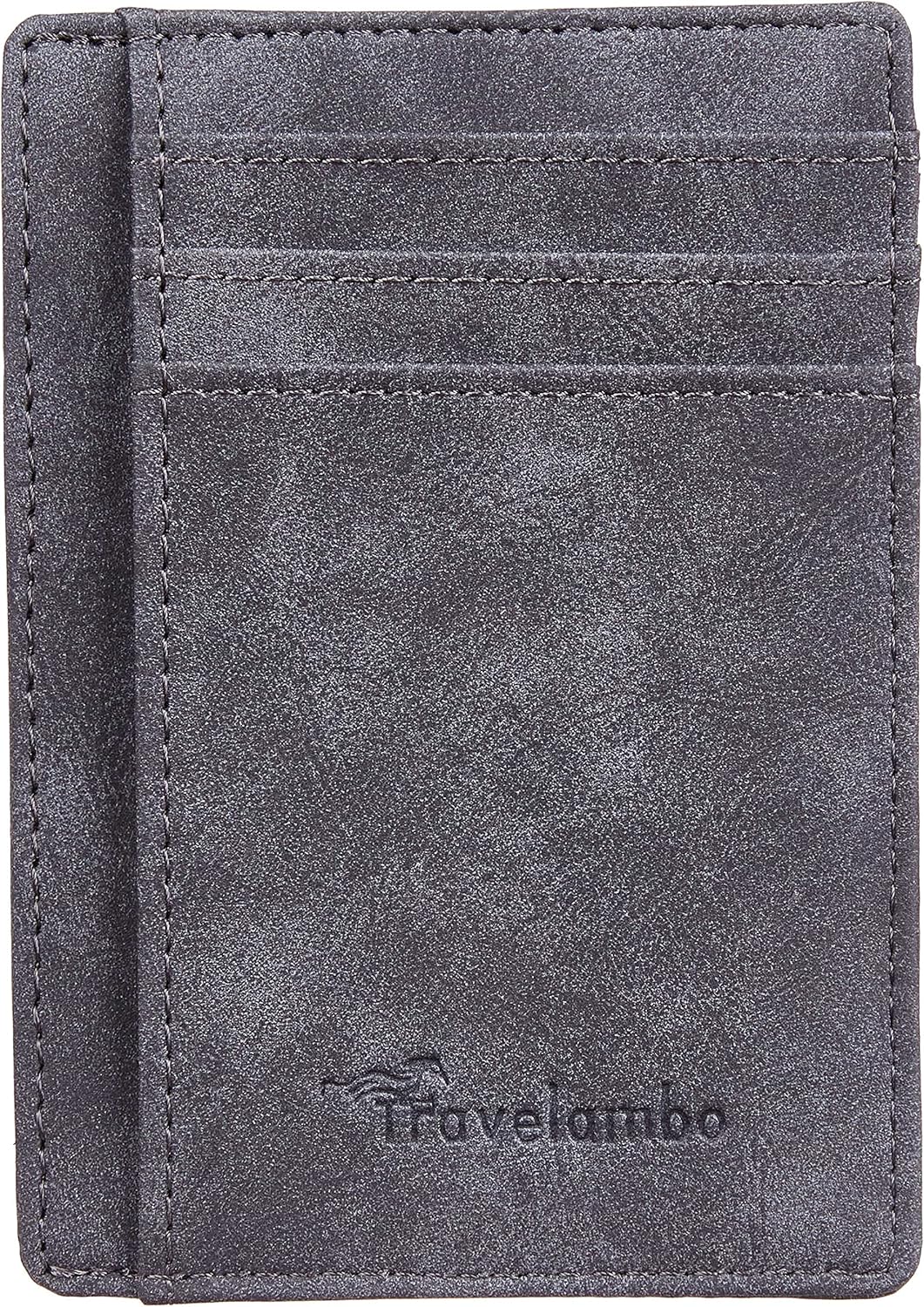 Travelambo Slim Wallet Front Pocket Minimalist Leather RFID Blocking Medium Size